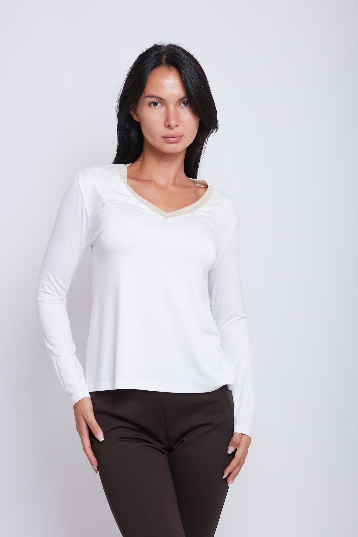 MAGLIA SCOLLO V LUREX