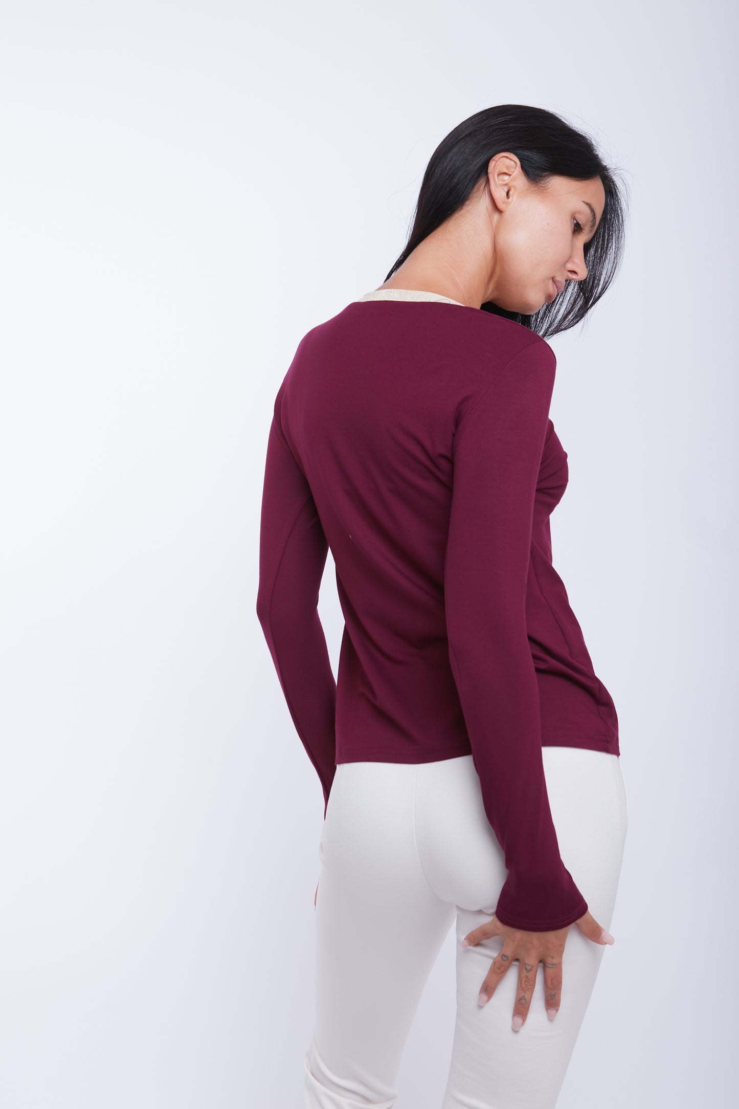 MAGLIA SCOLLO V LUREX