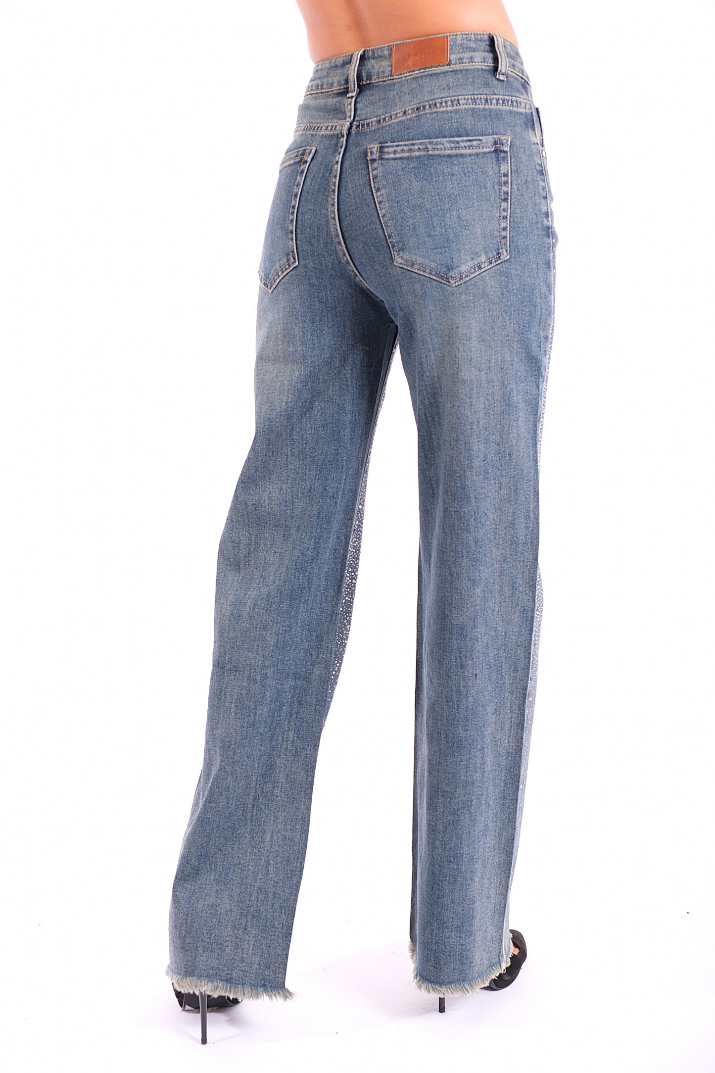 JEANS SFRANGIATO STRASS