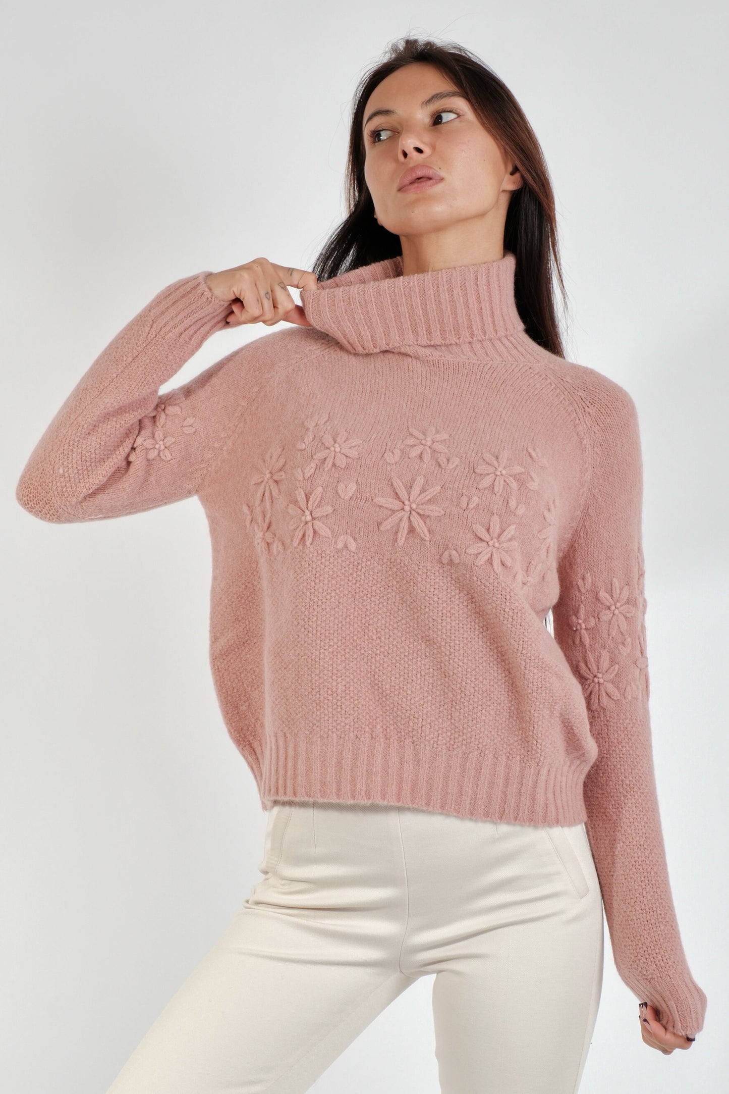 MAGLIA FIORE COLLO ALTO