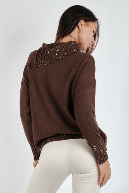 MAGLIA COLLO ALTO STRASS