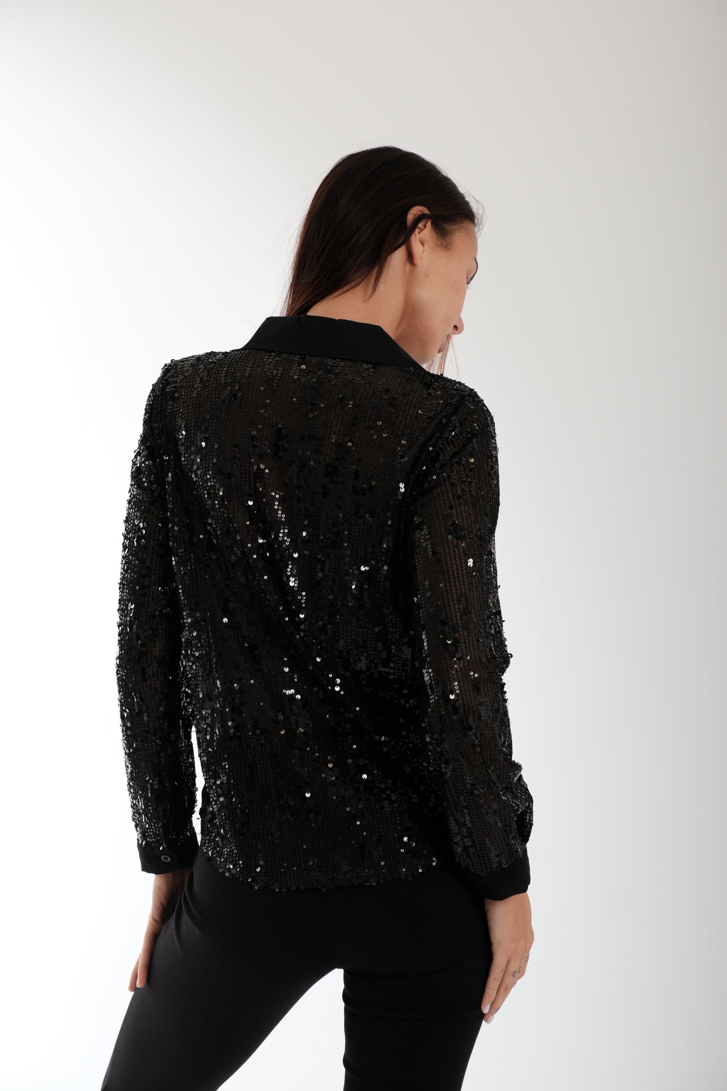 CAMICIA CON PAILLETTES|Colore:Nero