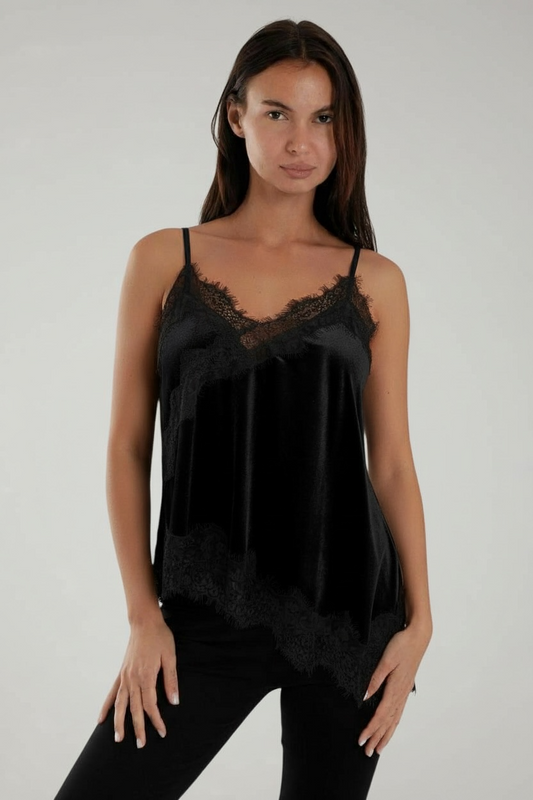 TOP CON RICAMI|Colore:Nero