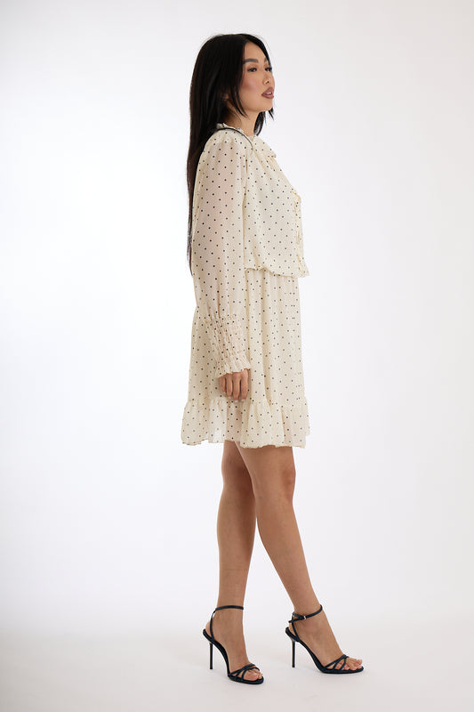 ABITO COLLO FIOCCO POIS|Colore:Avorio