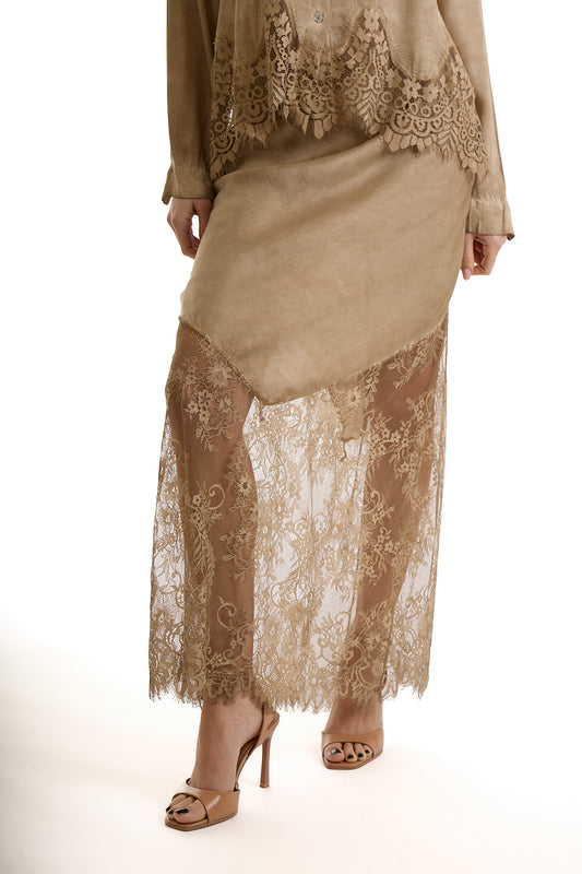 GONNA PIZZO RASO|Colore:Sabbia