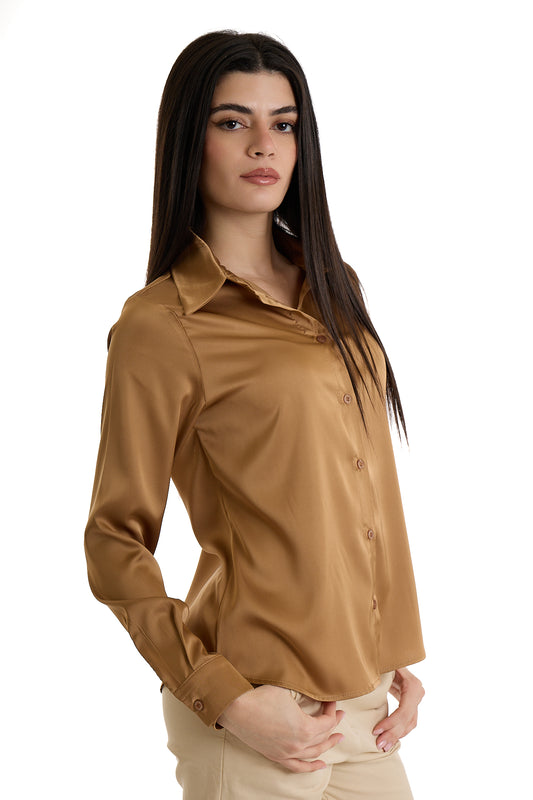 CAMICIA RASO|Colore:Cammello