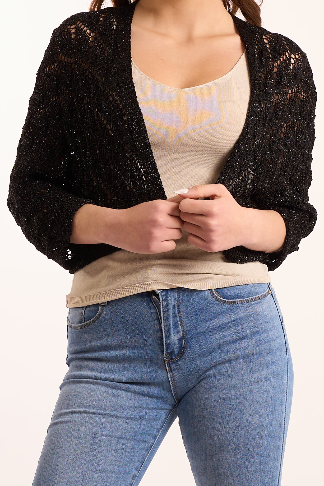 Cardigan corto lurex