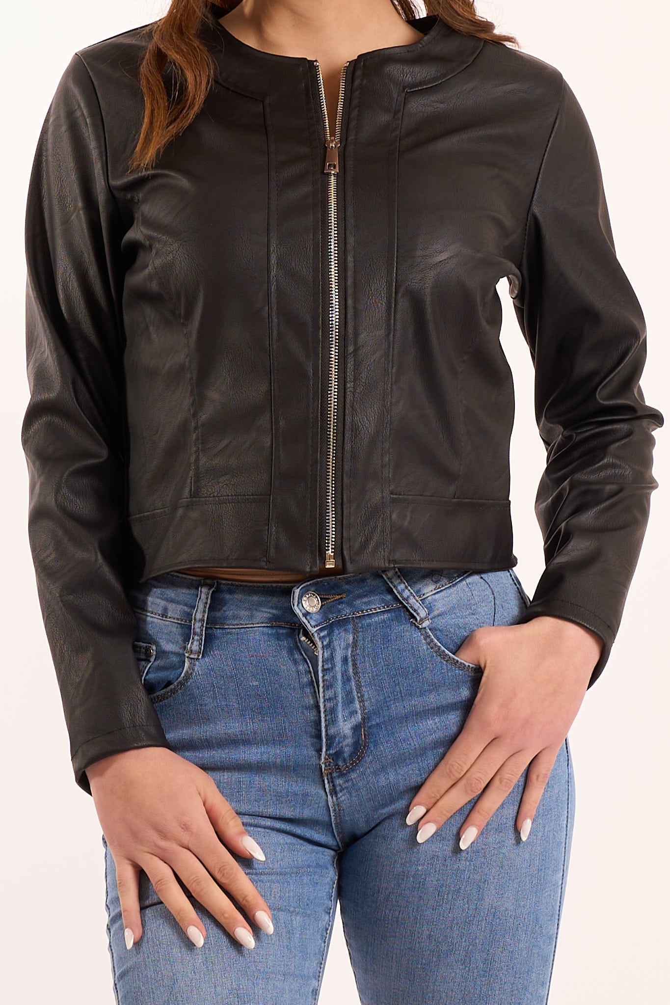 Giacca ecopelle zip