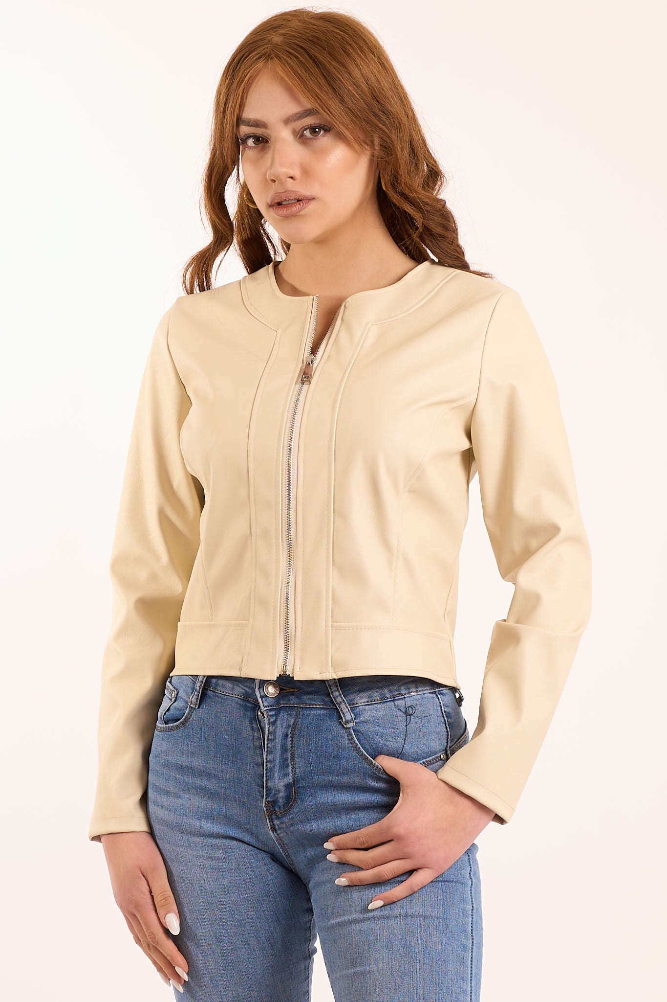 Giacca ecopelle zip