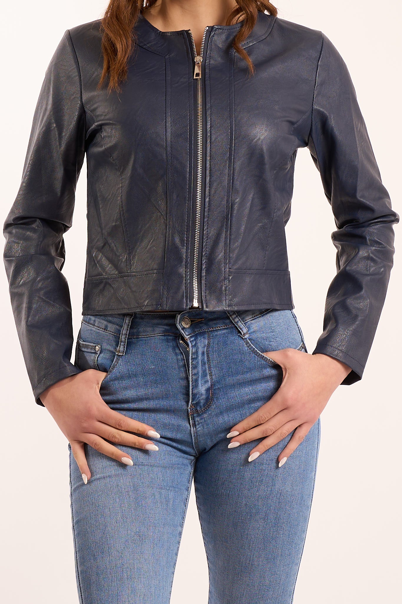 Giacca ecopelle zip
