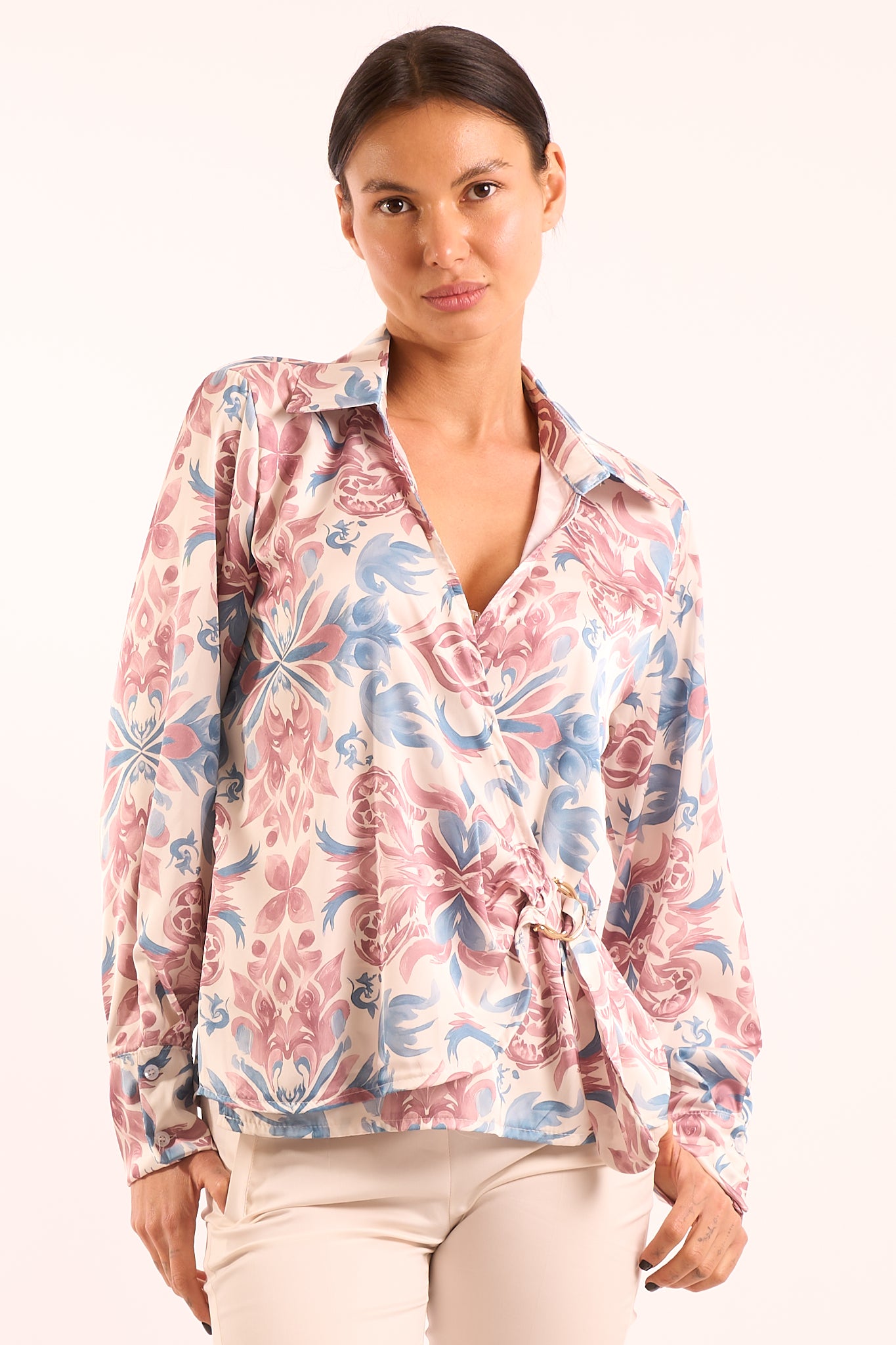 Camicia incrocio raso