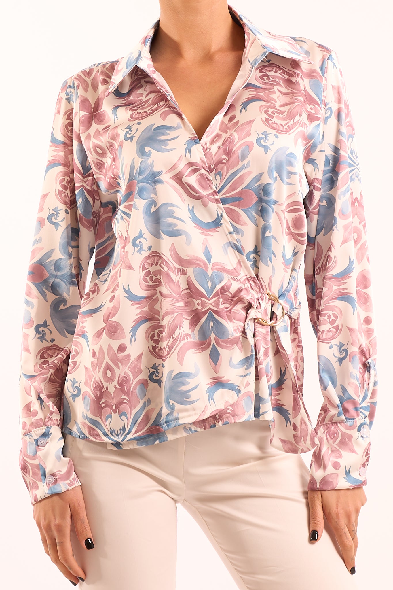 Camicia incrocio raso