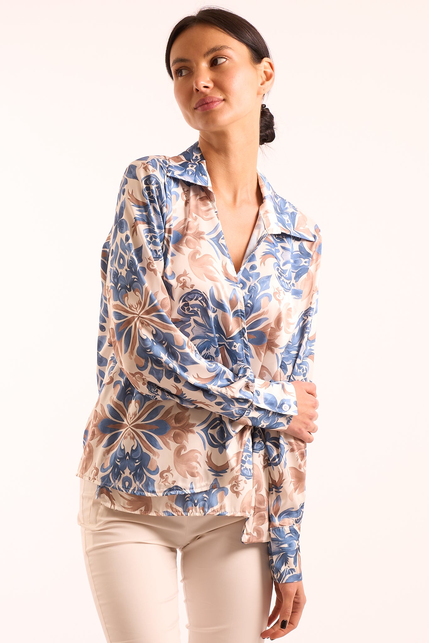 Camicia incrocio raso