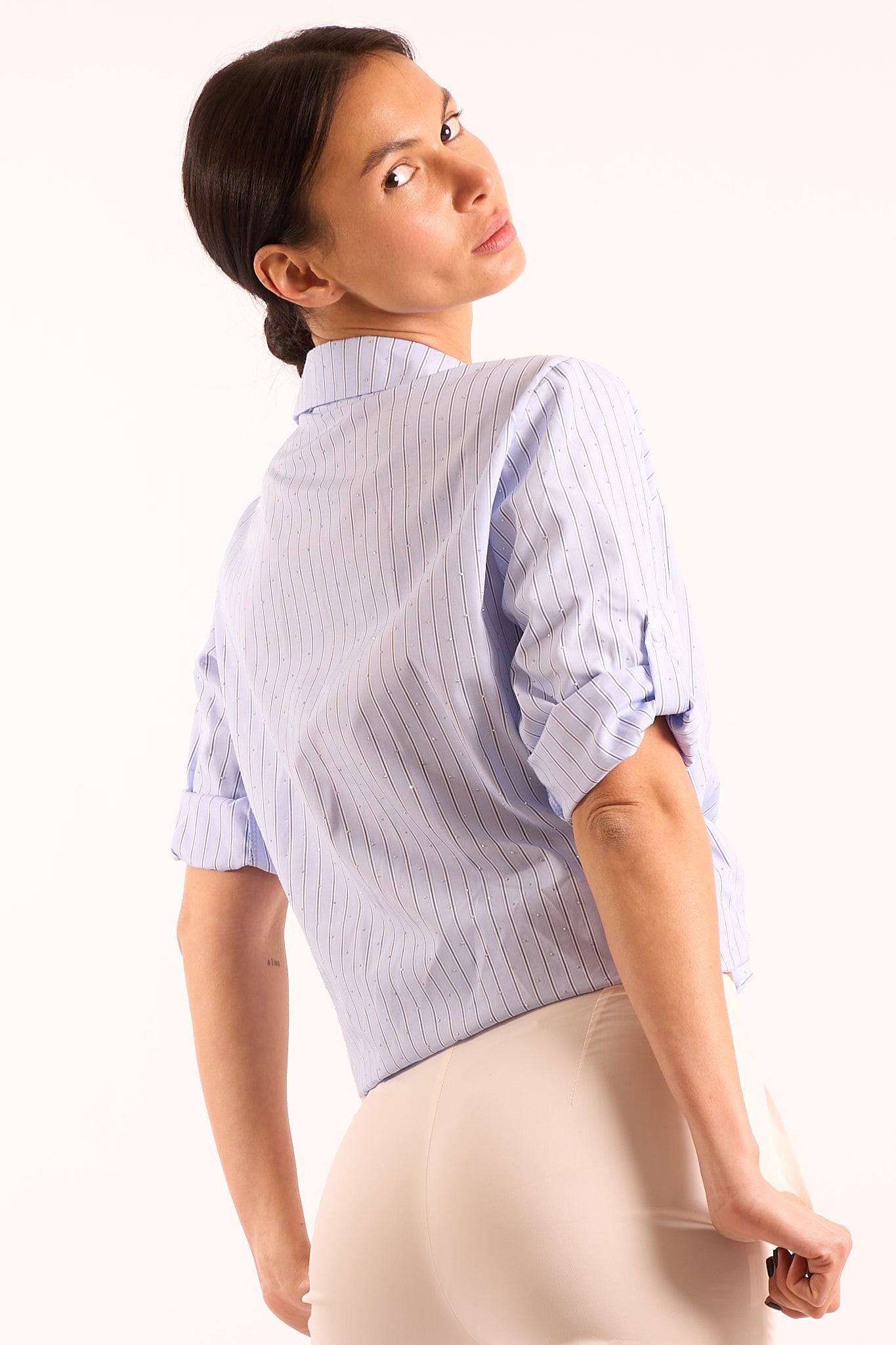 camicia righe strass