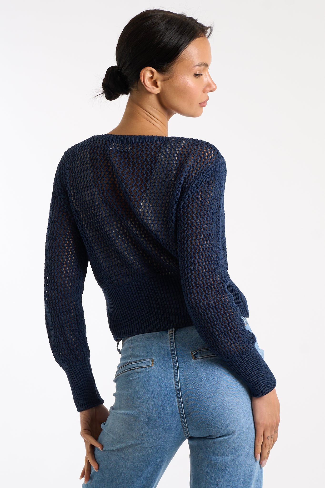 Cardigan traforato bottone
