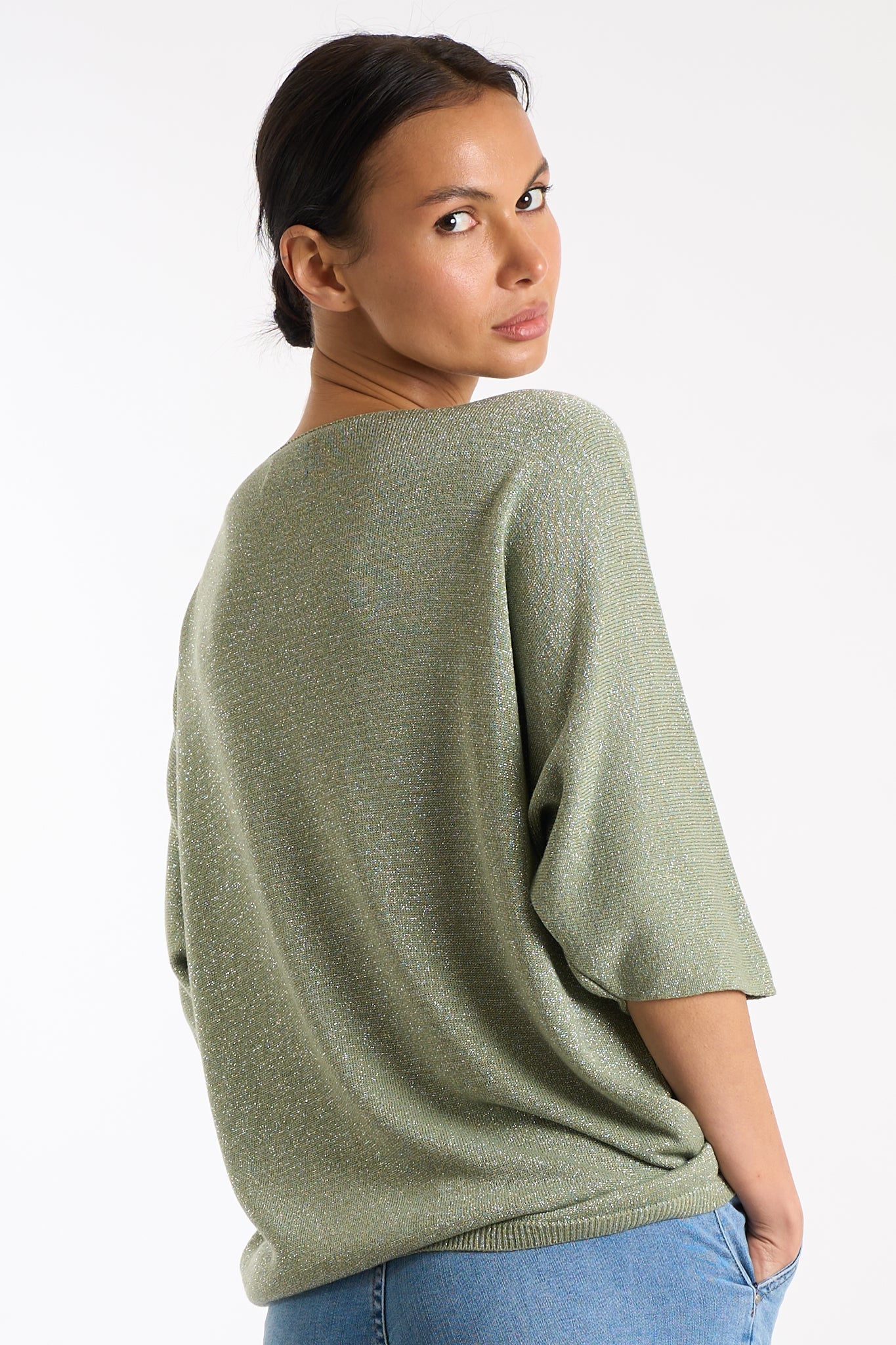 Maglia scollo V perline