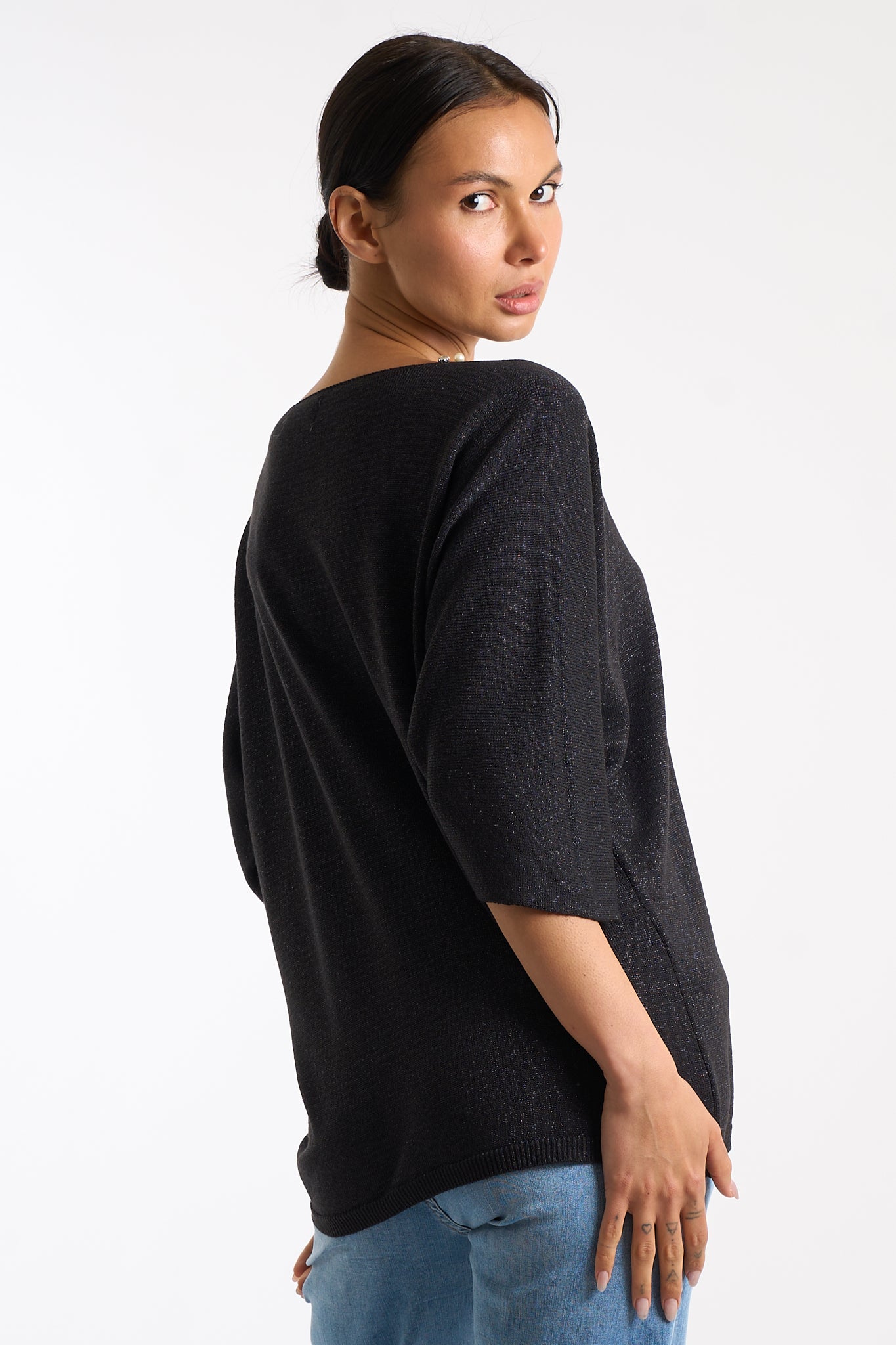 Maglia scollo V perline