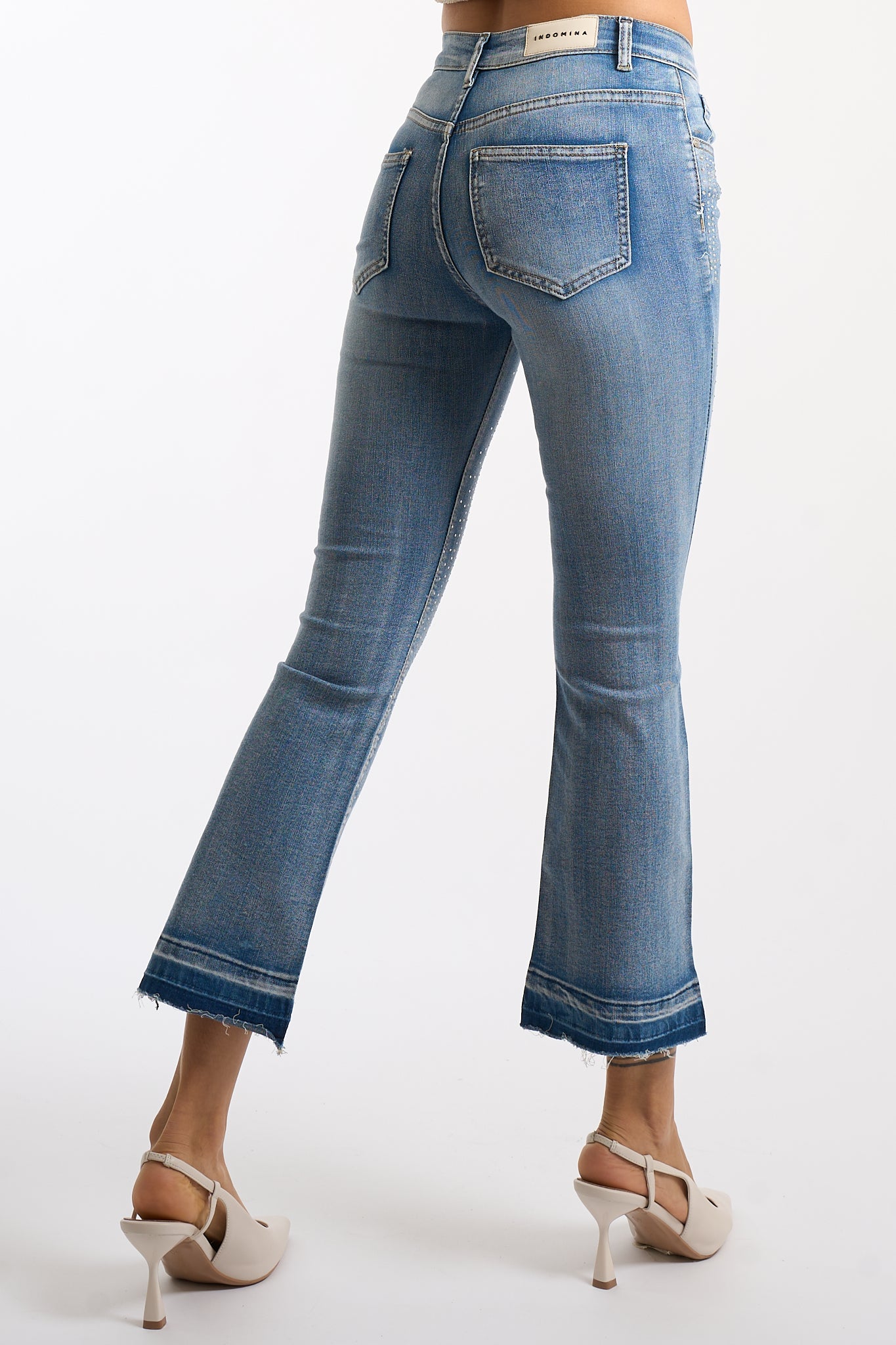 Jeans strass sfrangiato