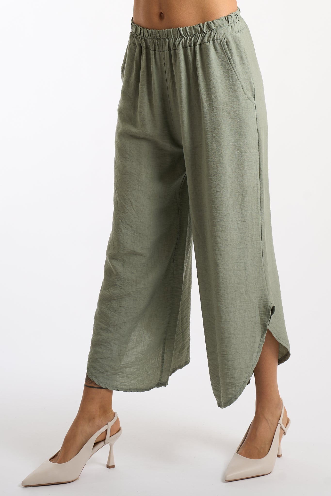 Pantalone gamba volant