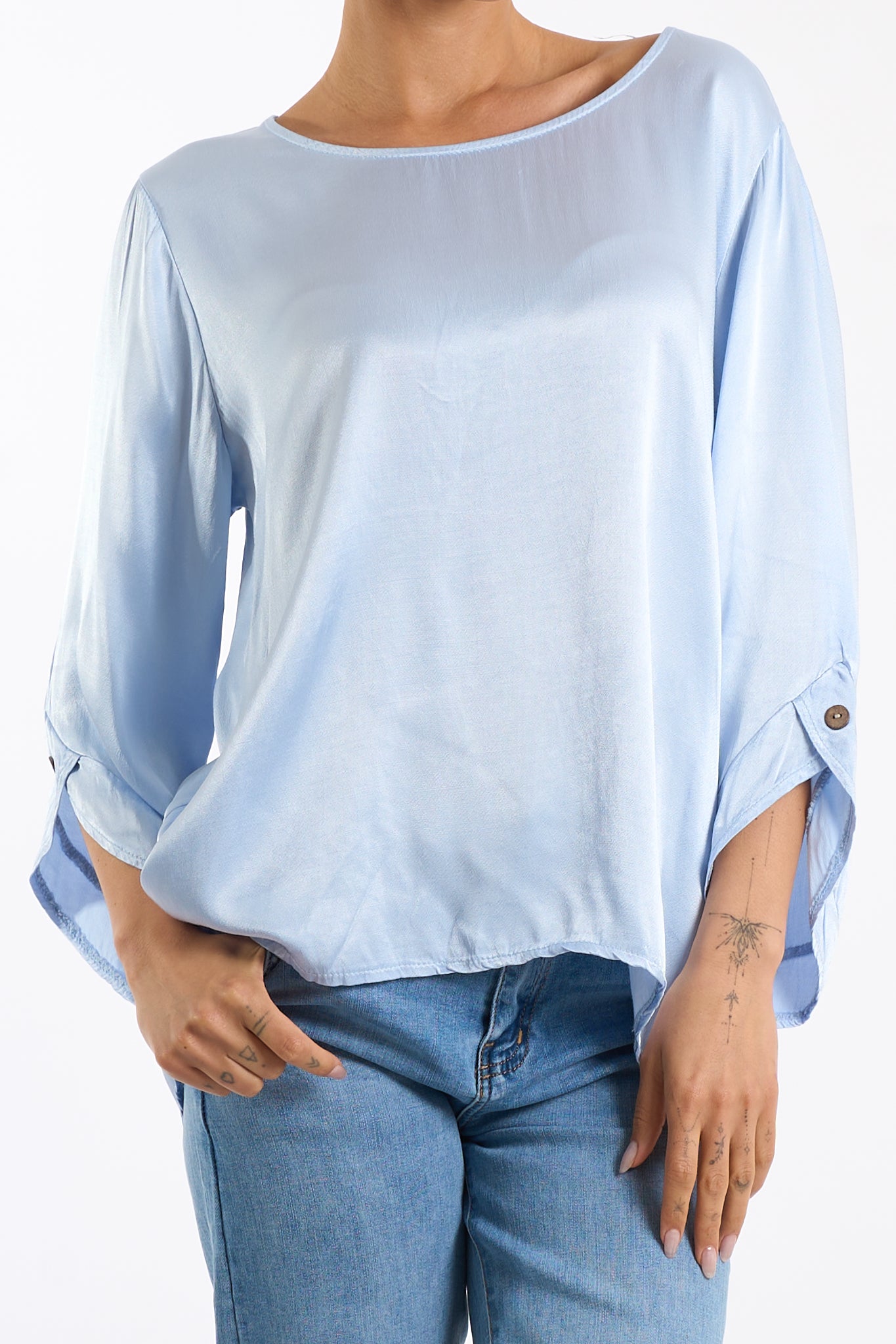 Maglia bottone manica raso