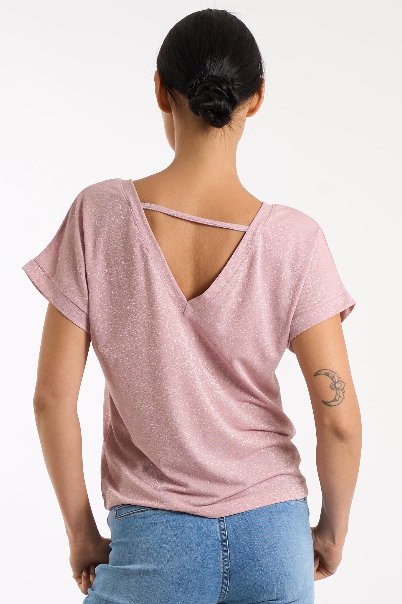 Maglia scollo V lurex