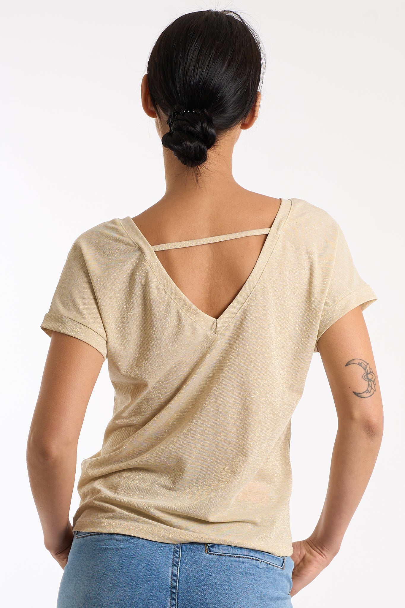 Maglia scollo V lurex