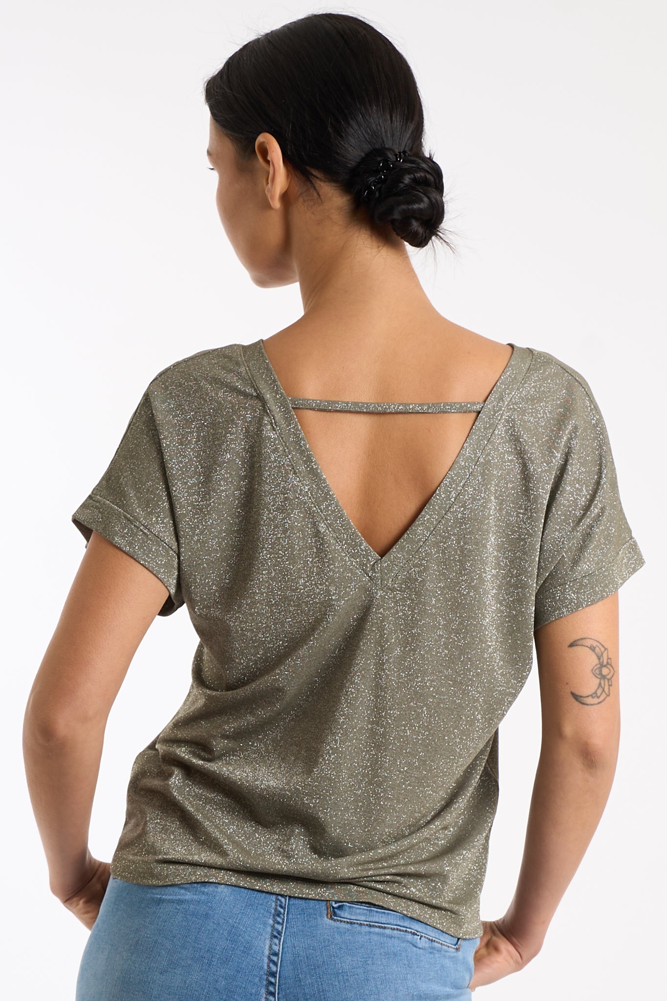 Maglia scollo V lurex
