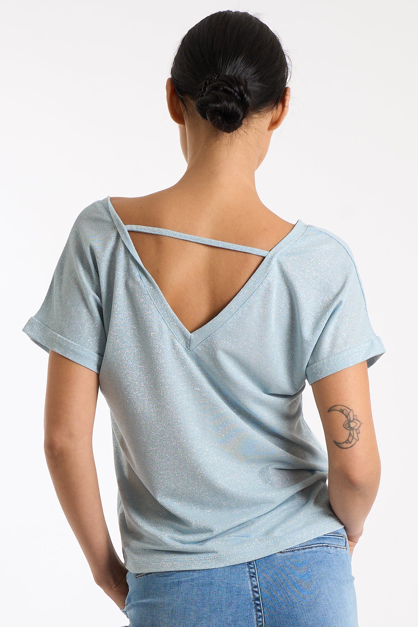 Maglia scollo V lurex