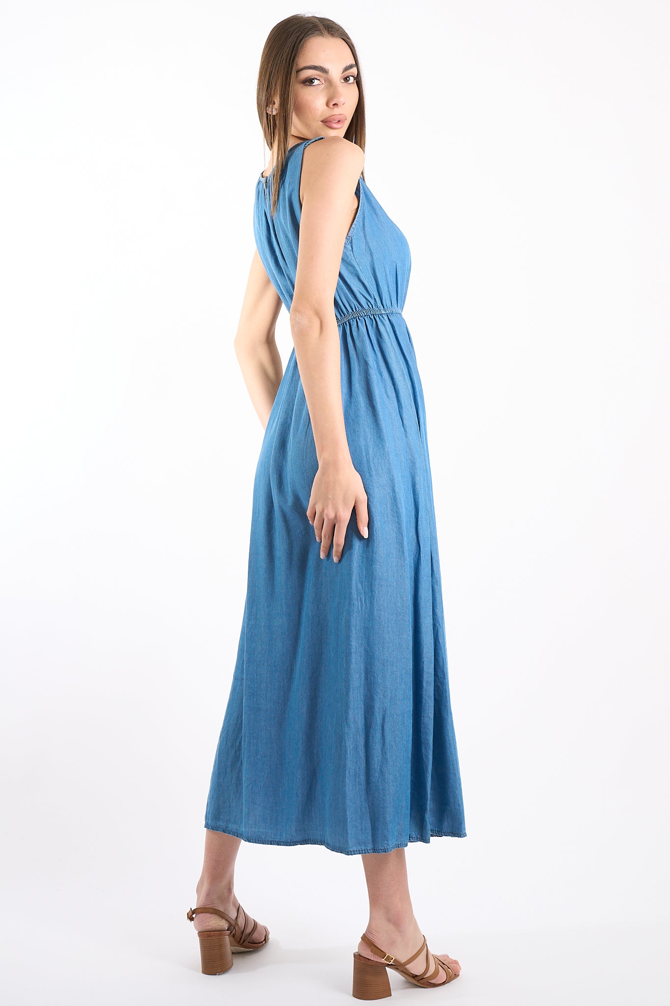 Abito bottone retro chambray