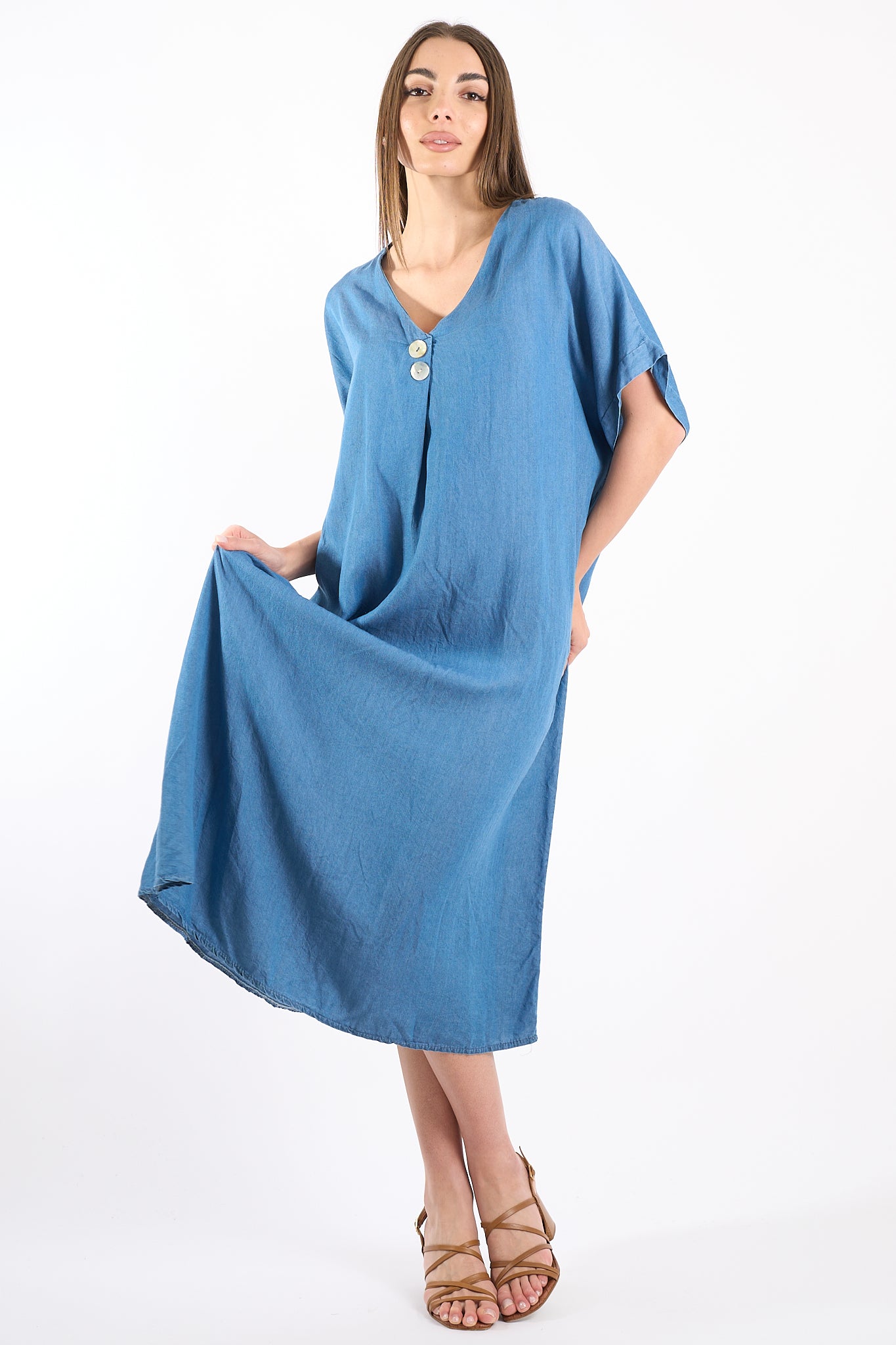 Abito bottoni avanti chambray