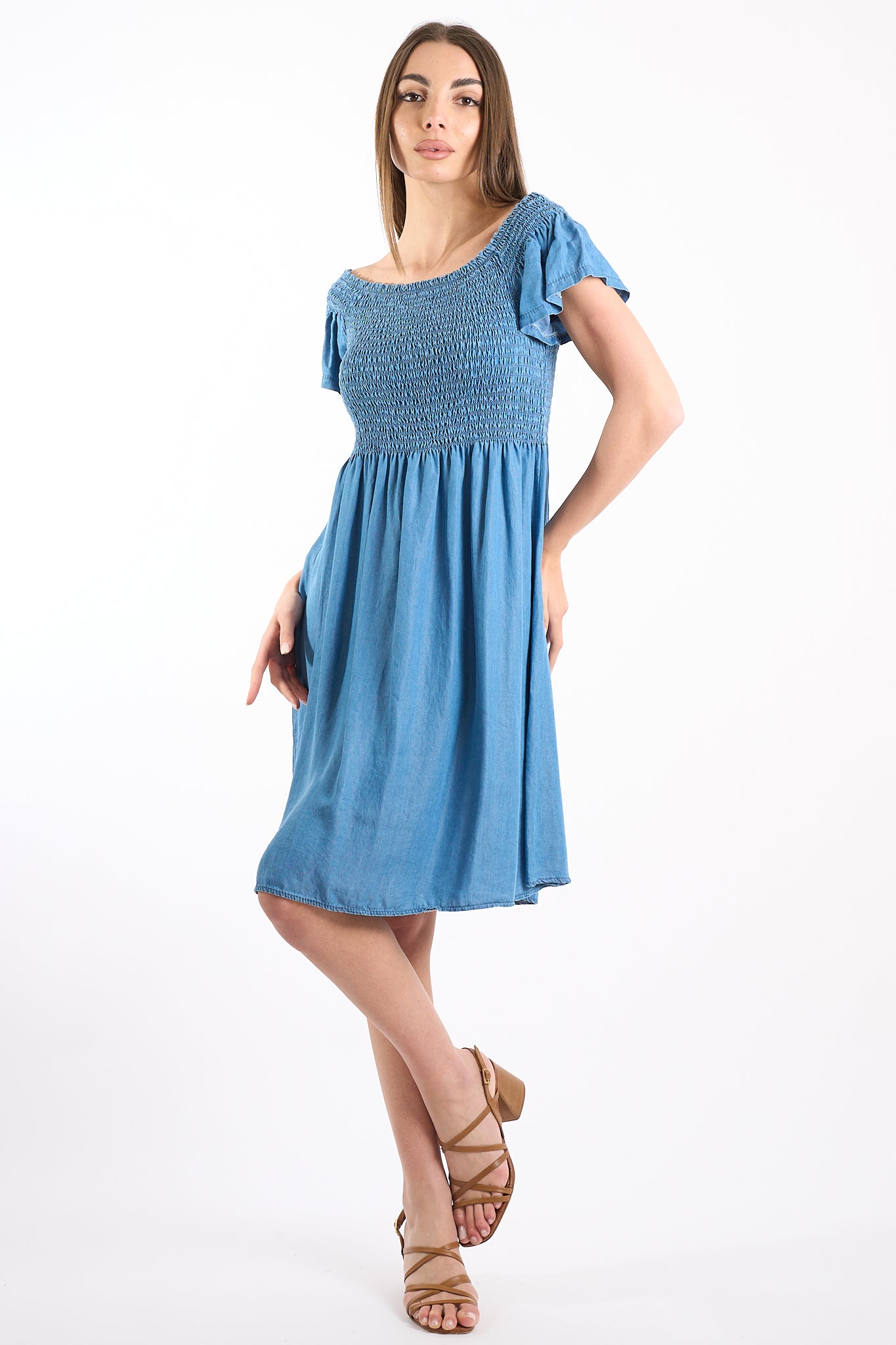 Abito corto chambray