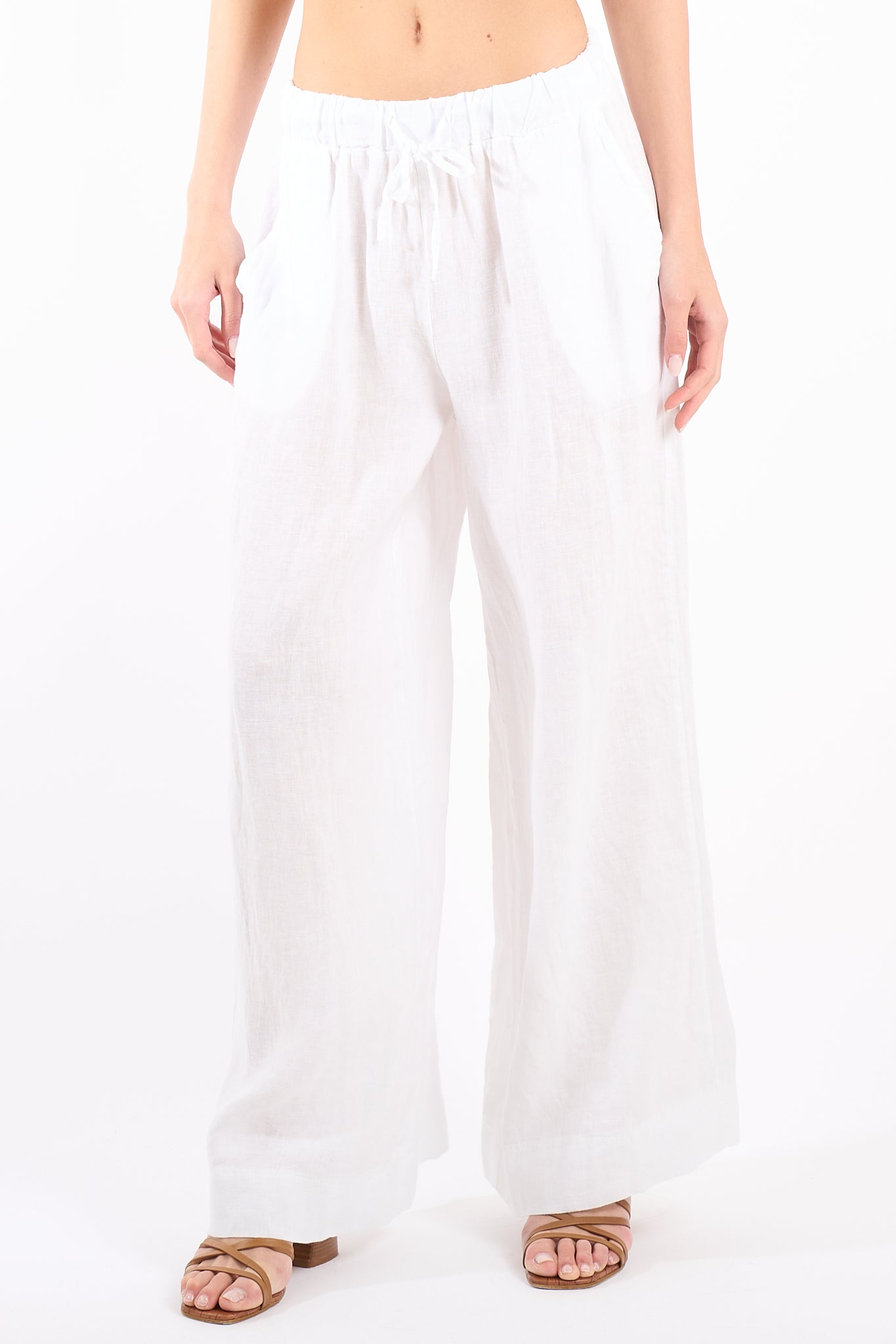 Pantalone gamba larga lino