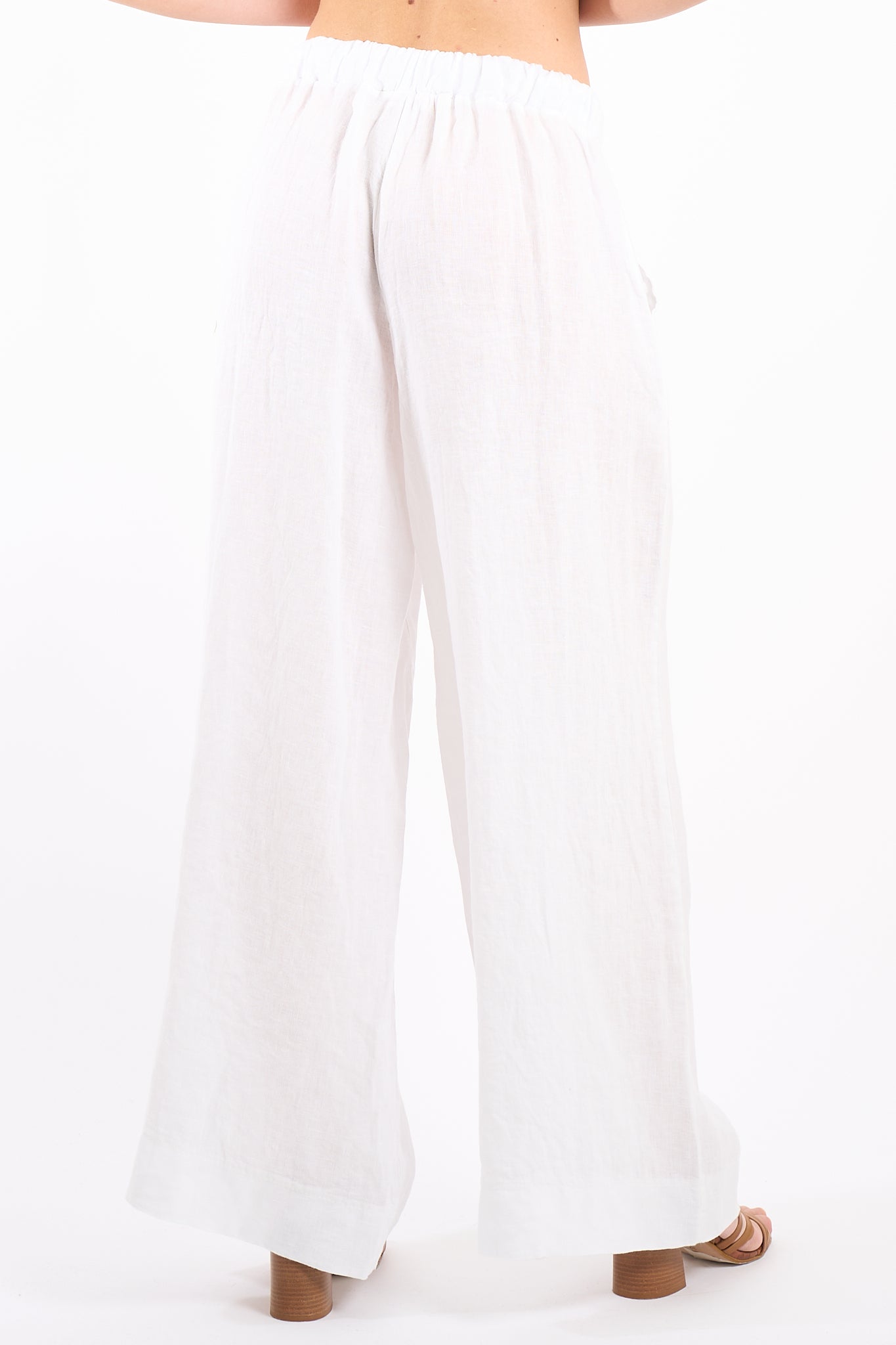 Pantalone gamba larga lino