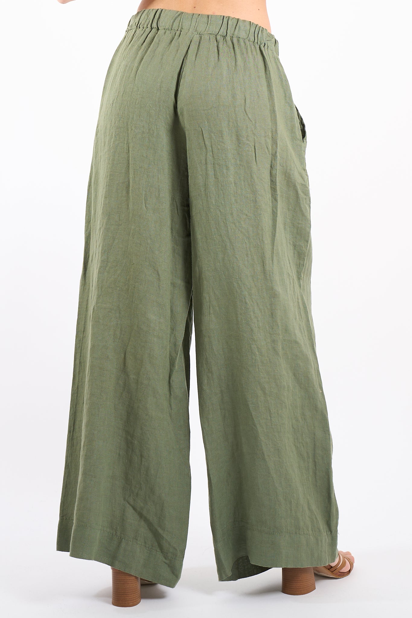 Pantalone gamba larga lino