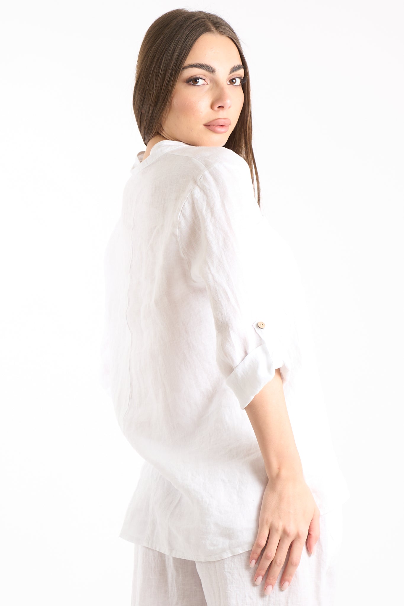 Camicia doppia tasca lino