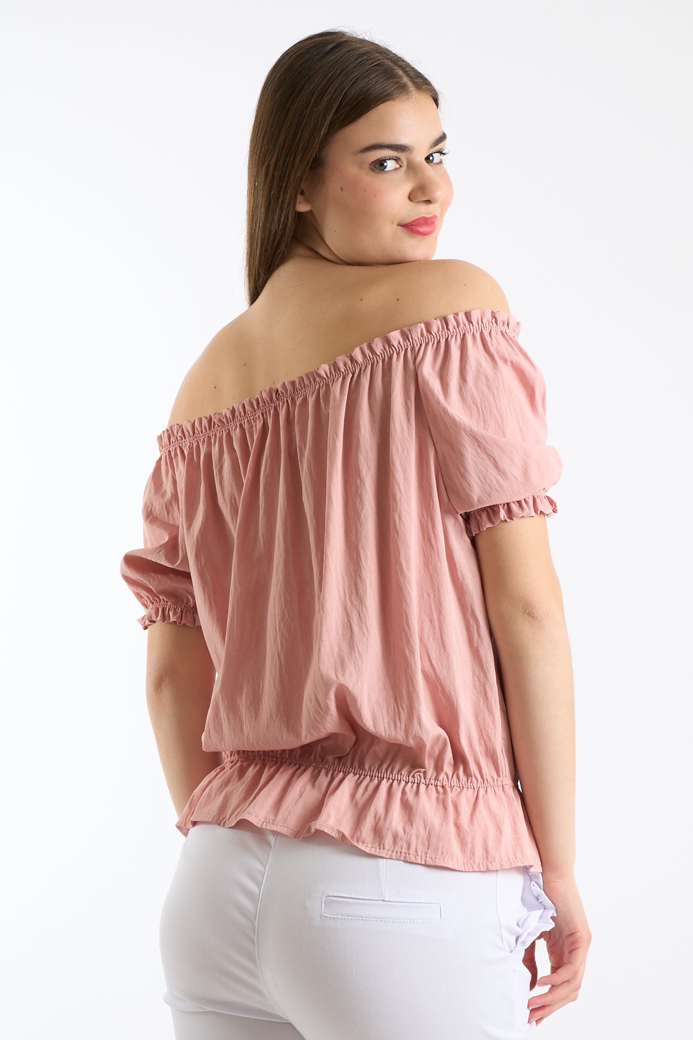 Blusa arricciata con laccio