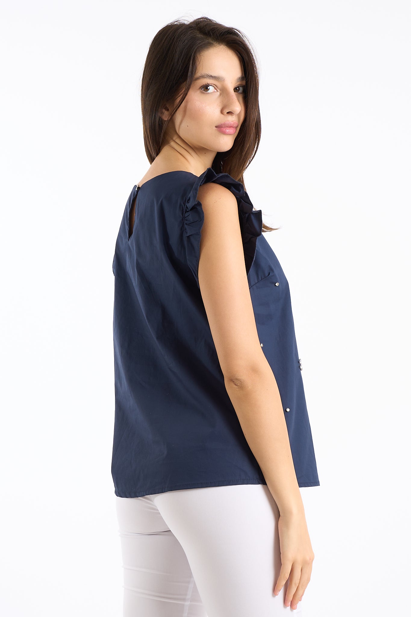 Top rouches con dettagli