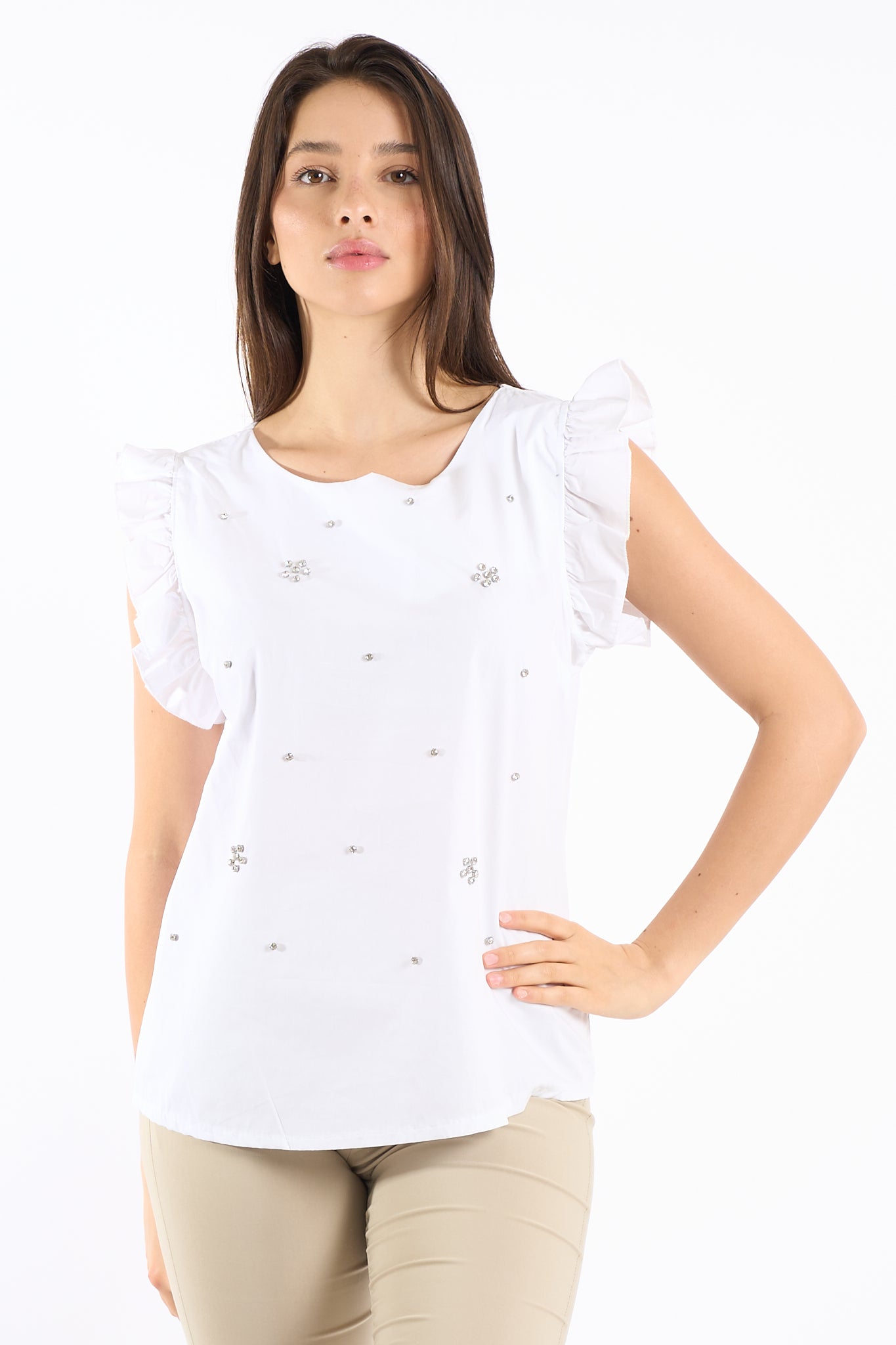 Top rouches con dettagli