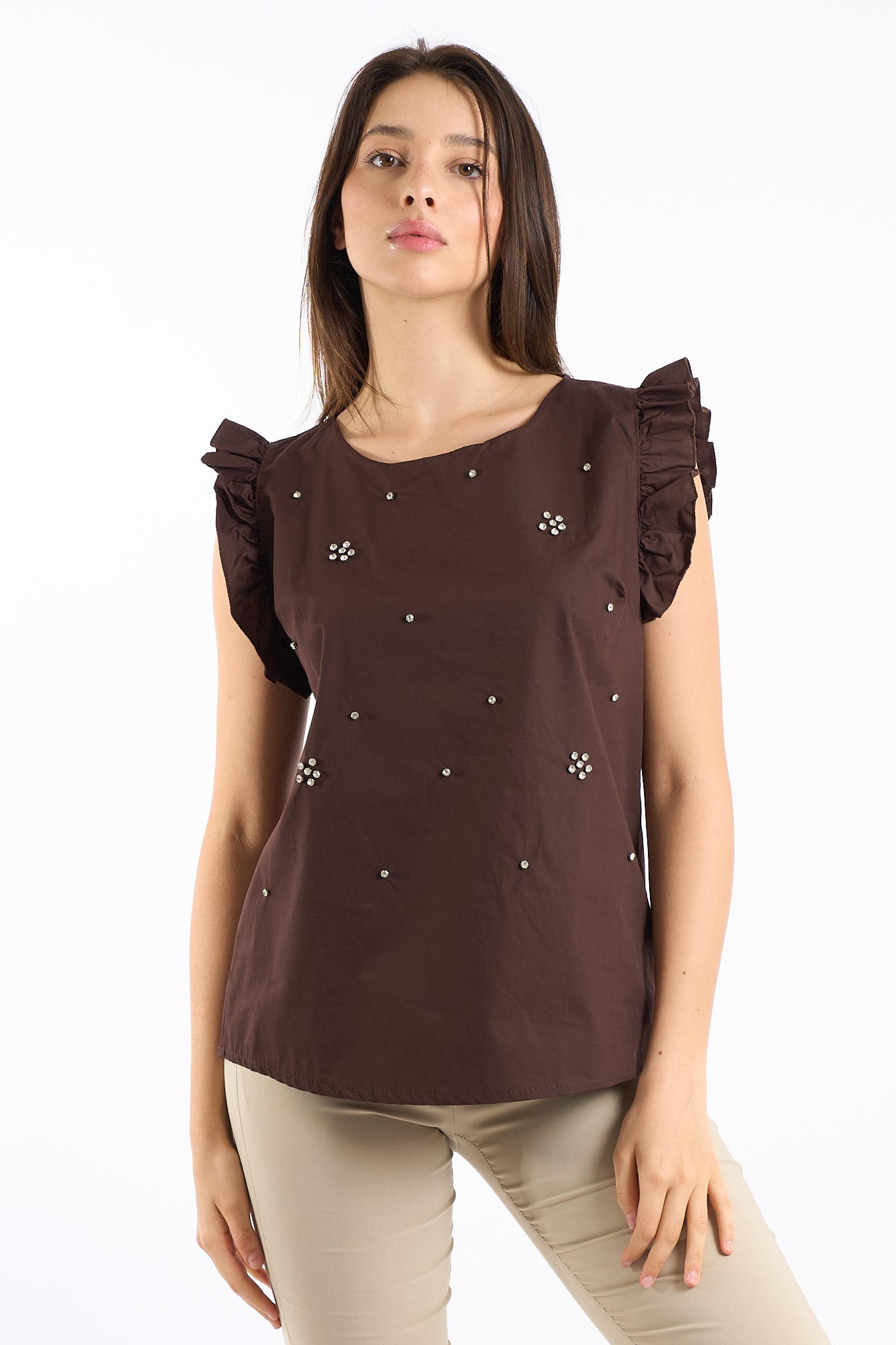 Top rouches con dettagli