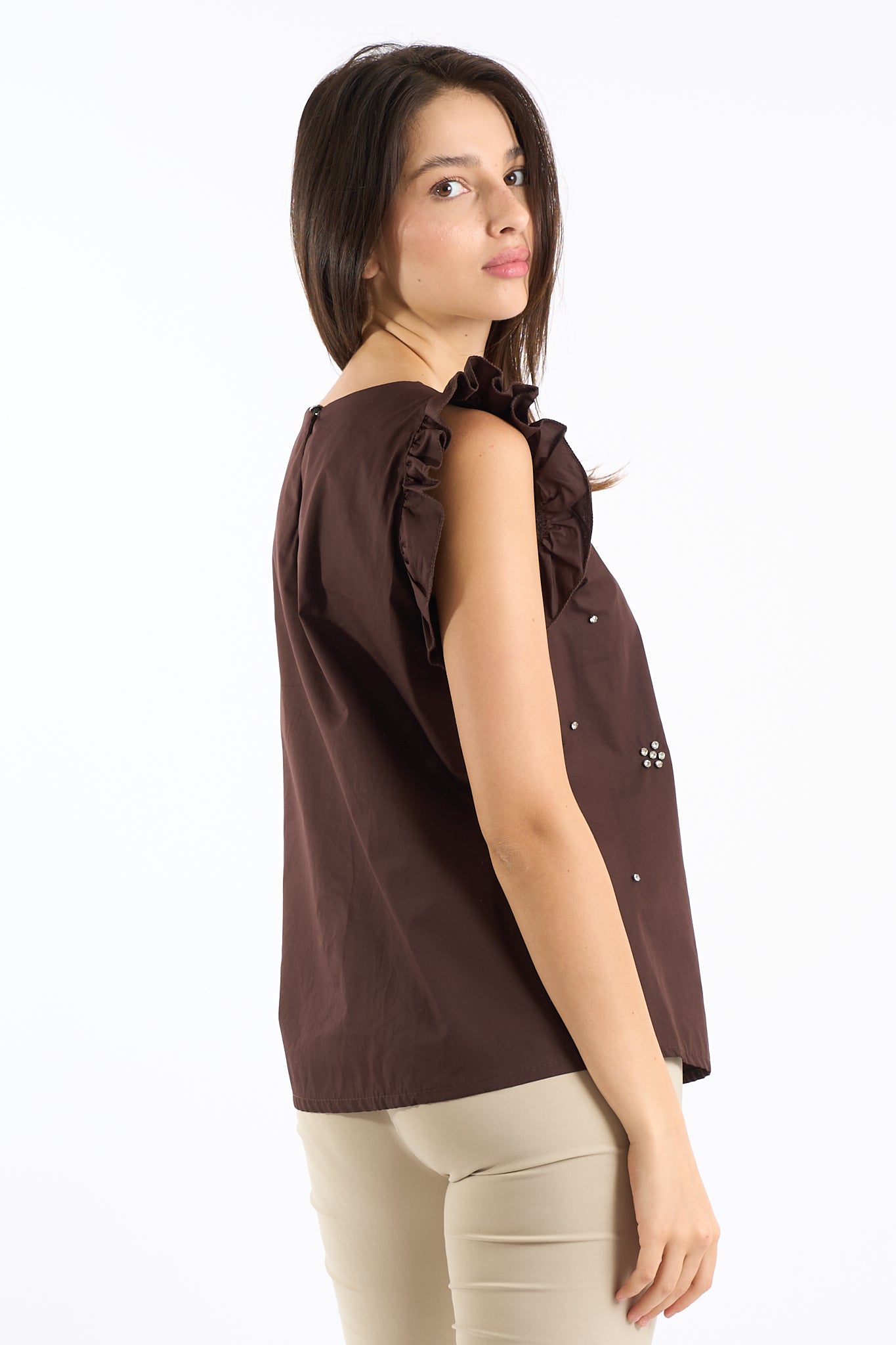 Top rouches con dettagli