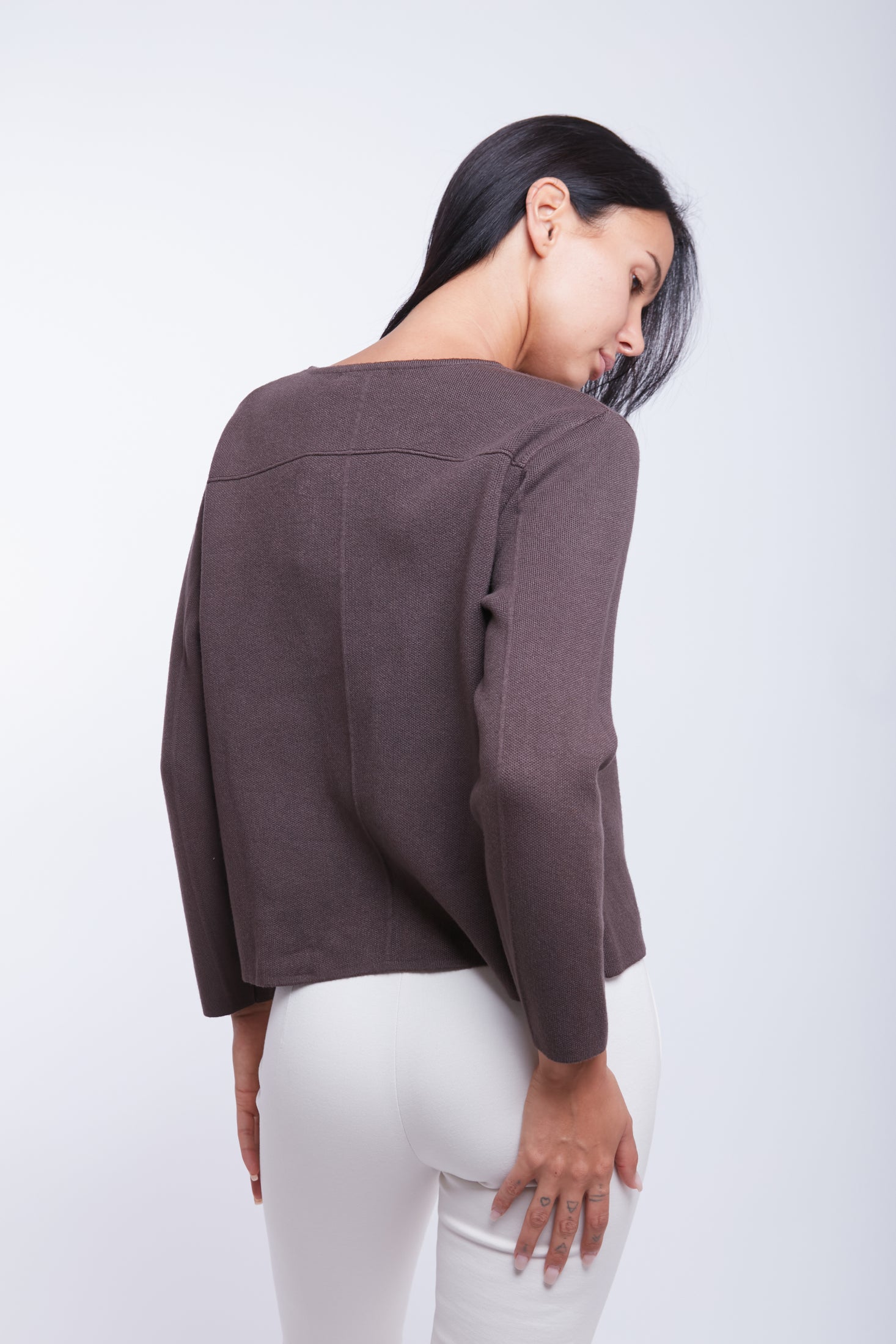 CARDIGAN DUE BOTTONI|Colore:Moro