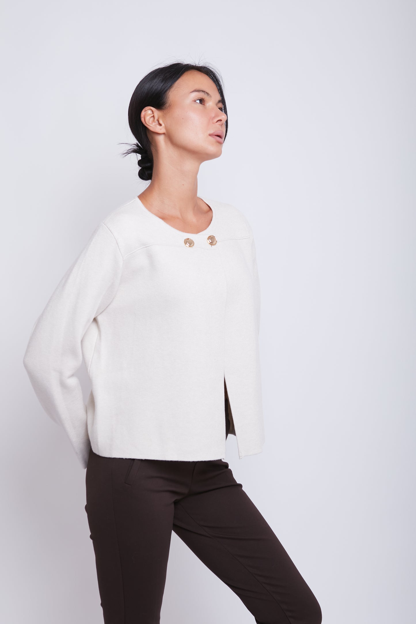 CARDIGAN DUE BOTTONI|Colore:Burro