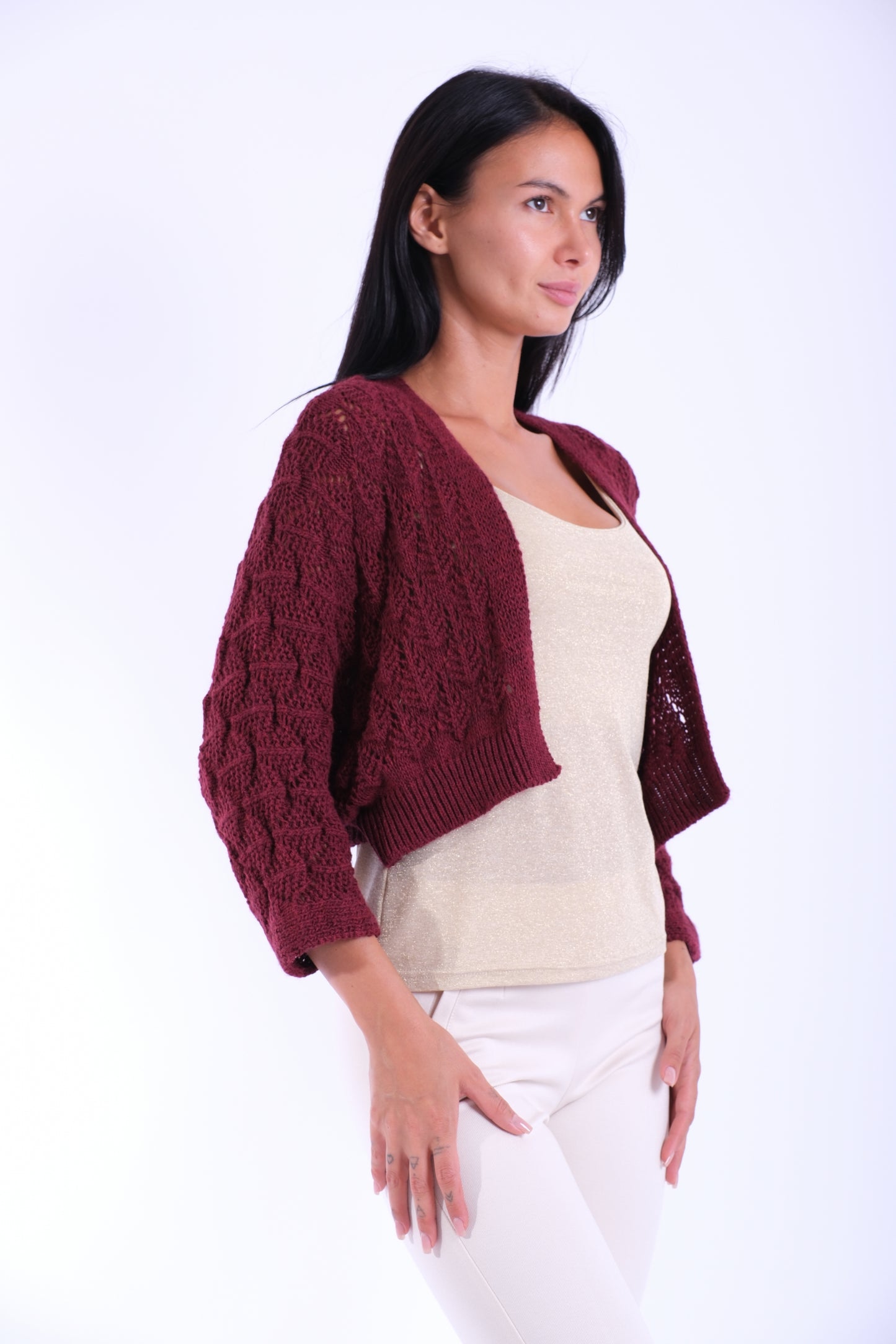 CARDIGAN CORTO TRAFORATO