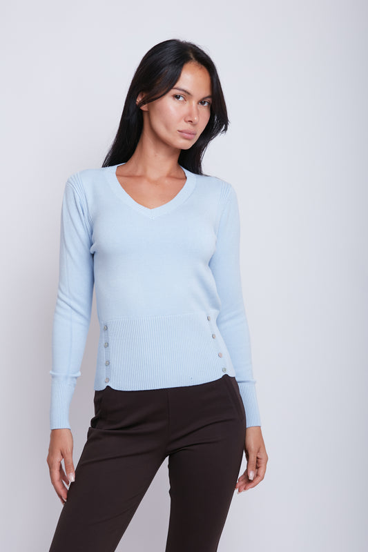 MAGLIA SCOLLO V CON BOTTONCINI