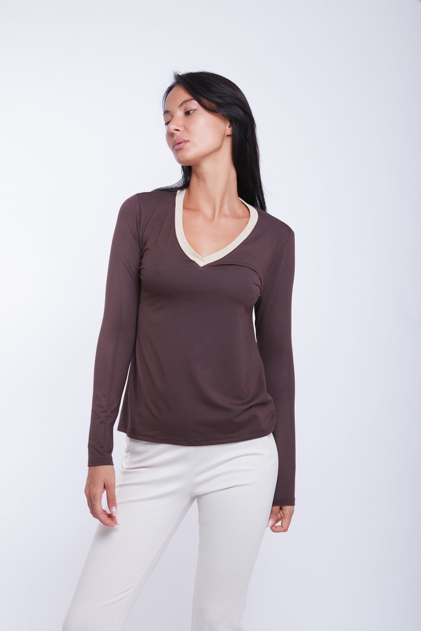 MAGLIA SCOLLO V LUREX