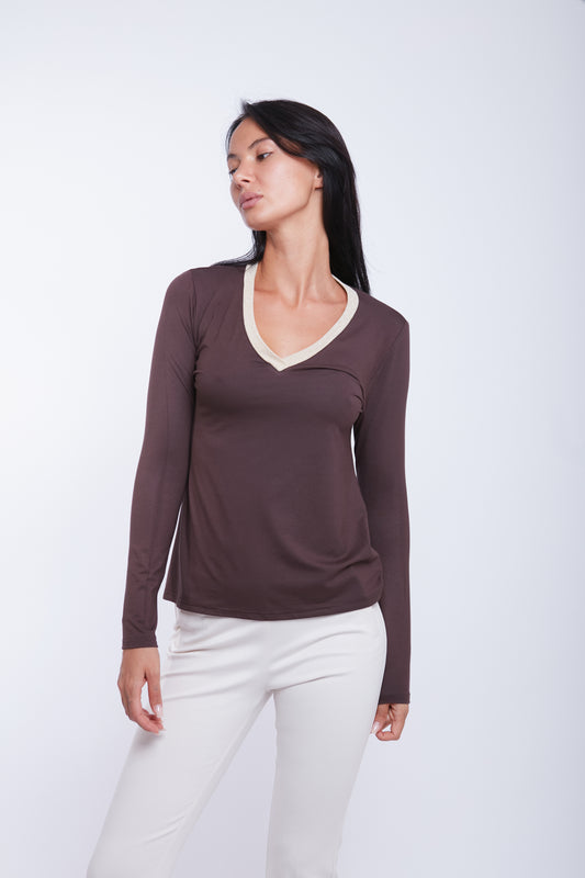 MAGLIA SCOLLO V LUREX