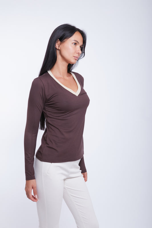 MAGLIA SCOLLO V LUREX