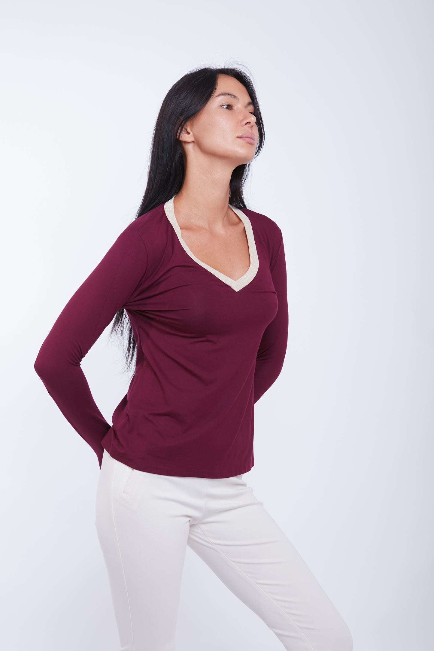 MAGLIA SCOLLO V LUREX