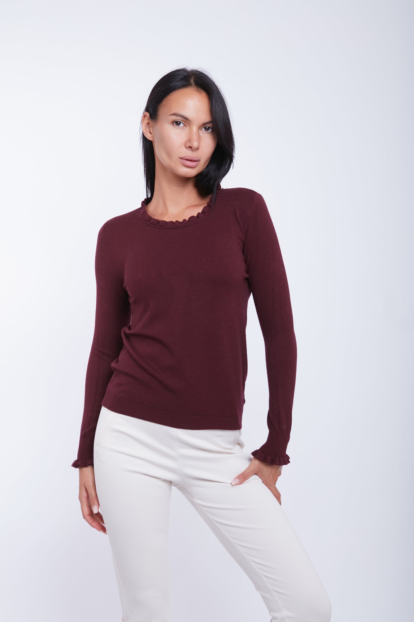 MAGLIA COLLO E MANICA ROUCHES