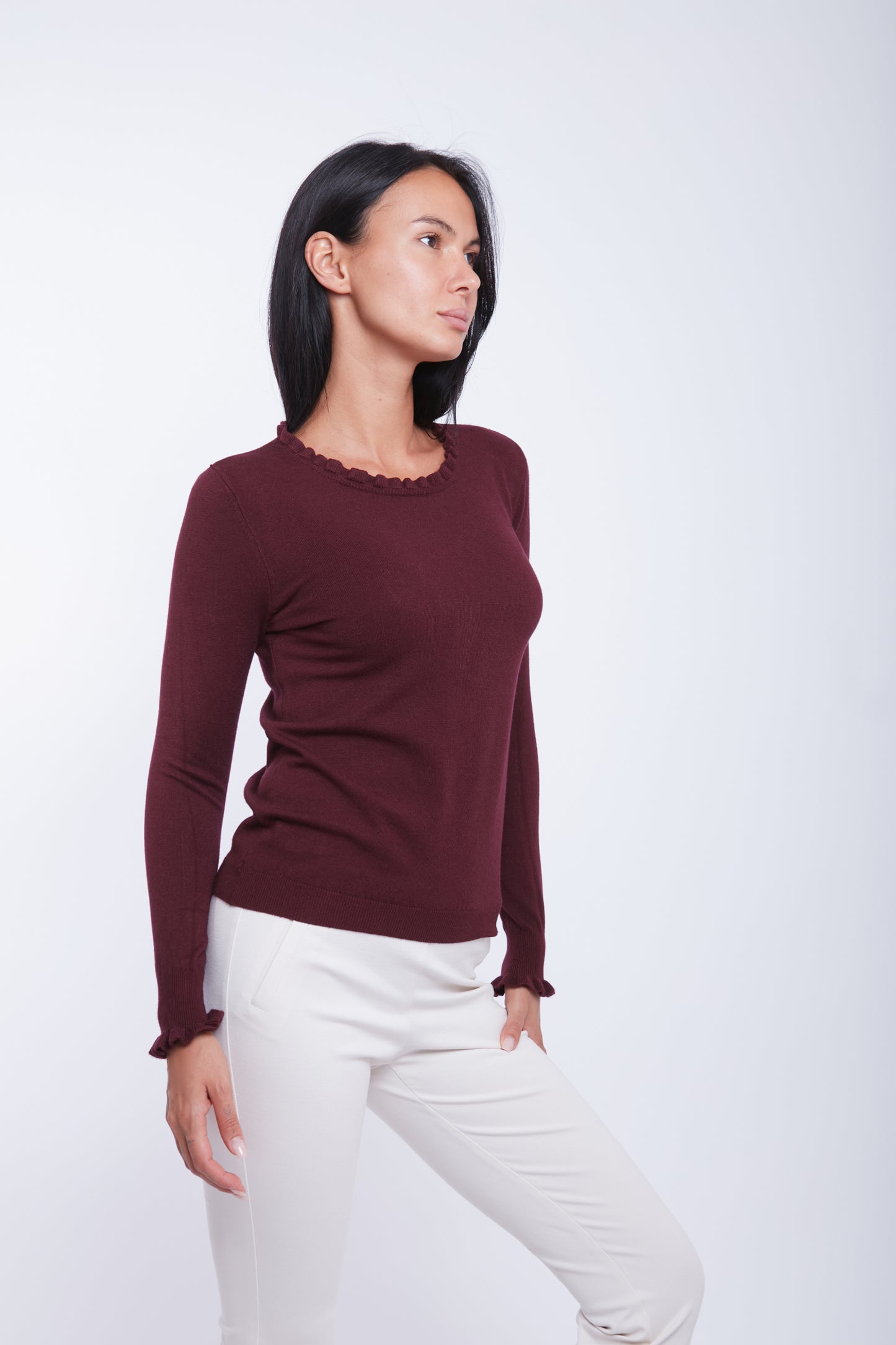 MAGLIA COLLO E MANICA ROUCHES